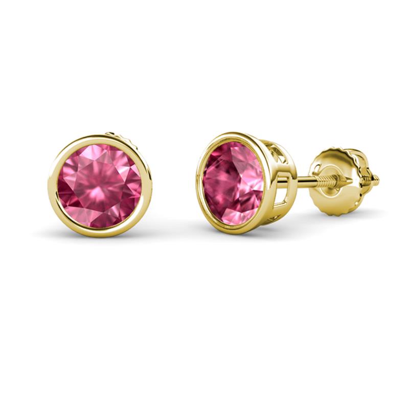 Carys Pink Tourmaline (6.5mm) Solitaire Stud Earrings 