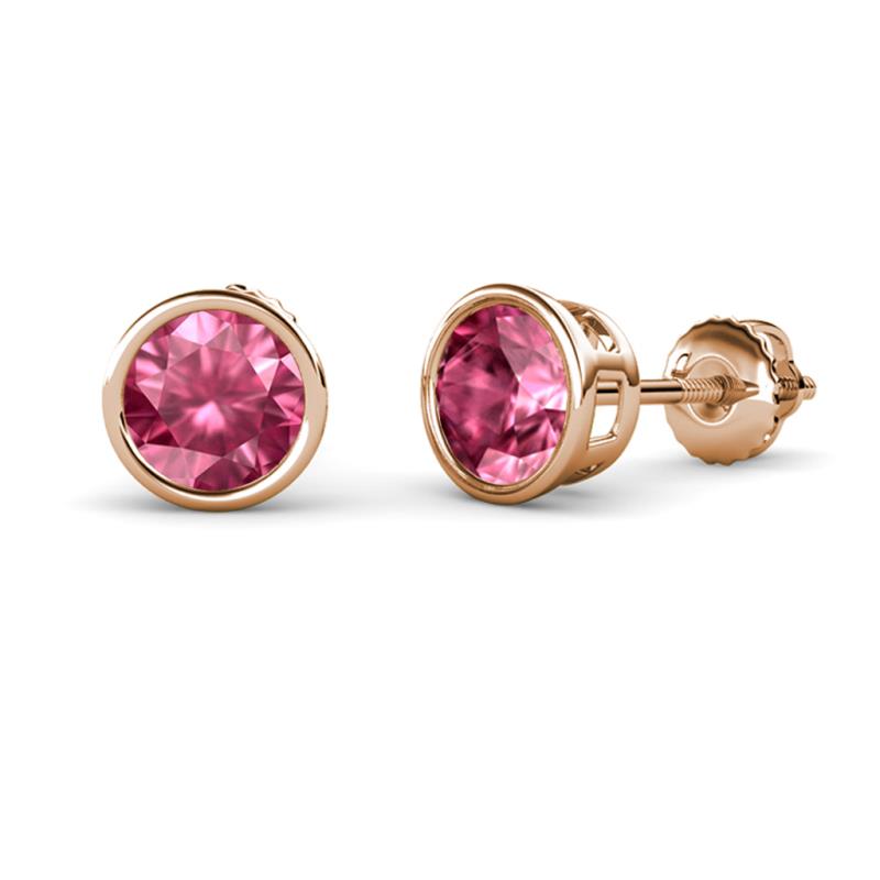 Carys Pink Tourmaline (6.5mm) Solitaire Stud Earrings 