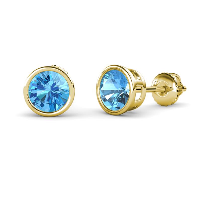 Carys Blue Topaz (6.5mm) Solitaire Stud Earrings 