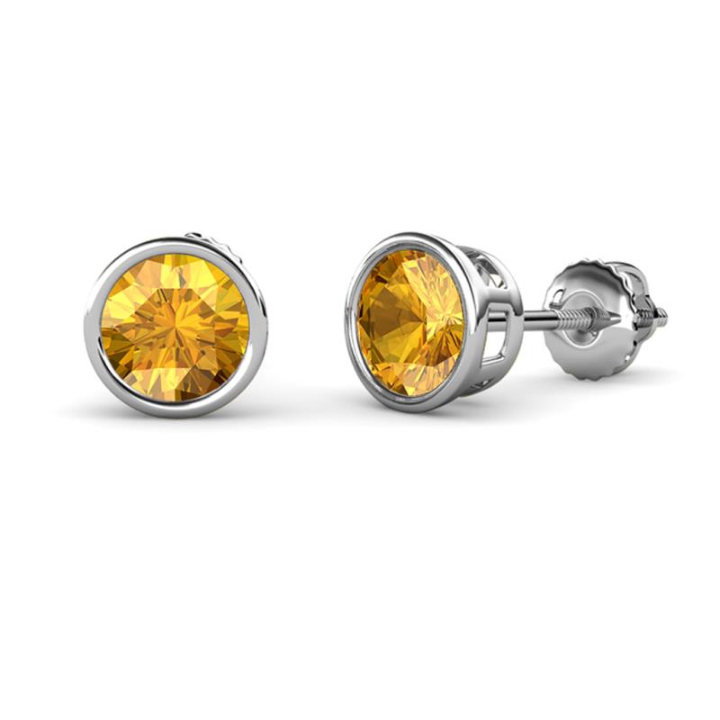 Carys Citrine (6.5mm) Solitaire Stud Earrings 