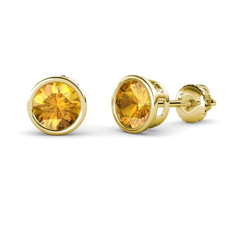 Carys Citrine (6.5mm) Solitaire Stud Earrings 