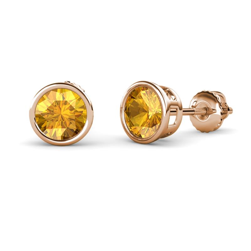 Carys Citrine (6.5mm) Solitaire Stud Earrings 