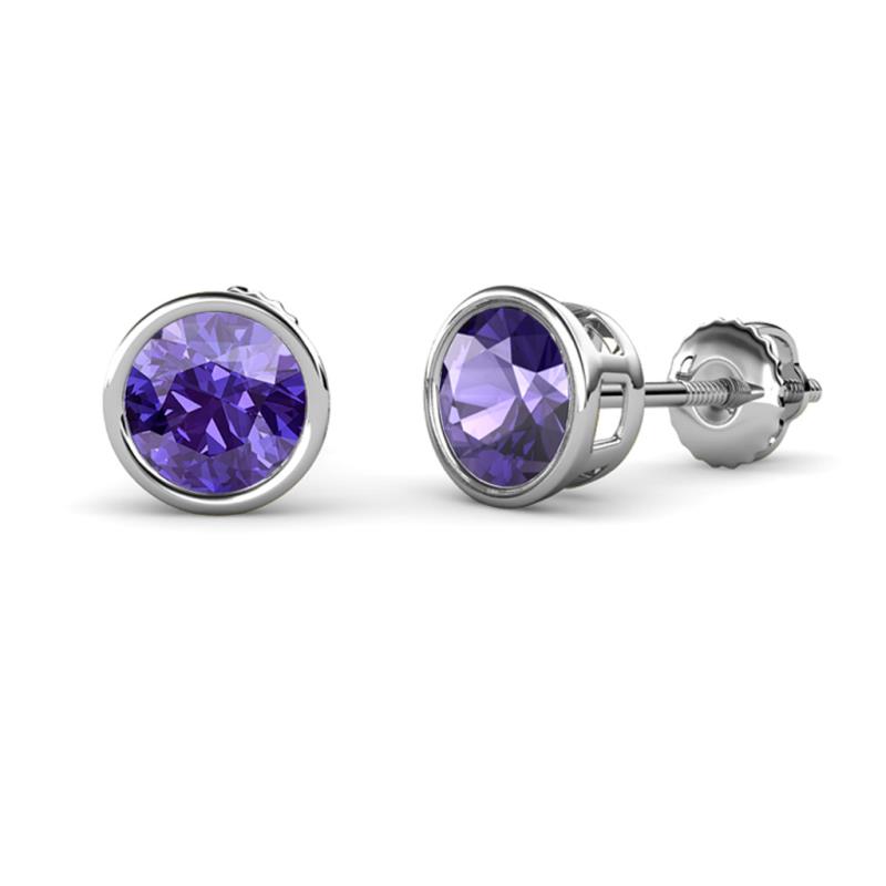 Carys Iolite (6.5mm) Solitaire Stud Earrings 