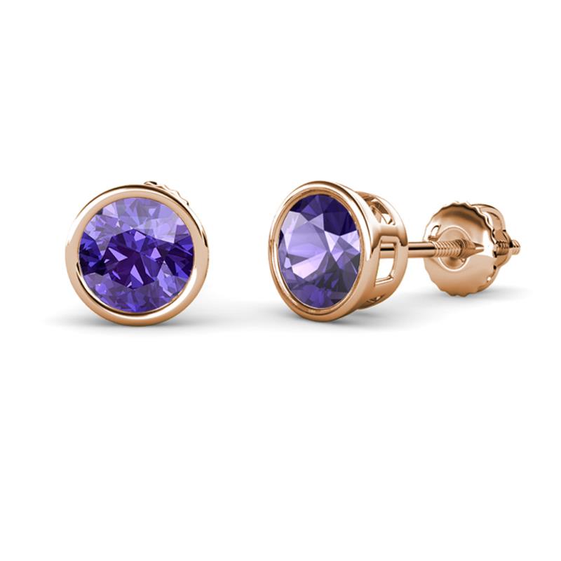 Carys Iolite (6.5mm) Solitaire Stud Earrings 