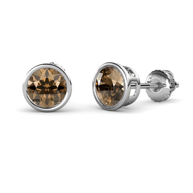 Carys Smoky Quartz (6.5mm) Solitaire Stud Earrings 