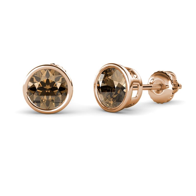 Carys Smoky Quartz (6.5mm) Solitaire Stud Earrings 