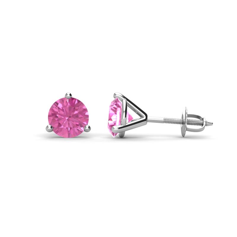Pema 5mm (1.40 ctw) Lab Created Pink Sapphire Martini Solitaire Stud Earrings 