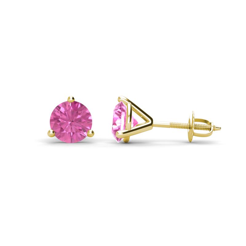 Pema 5mm (1.40 ctw) Lab Created Pink Sapphire Martini Solitaire Stud Earrings 