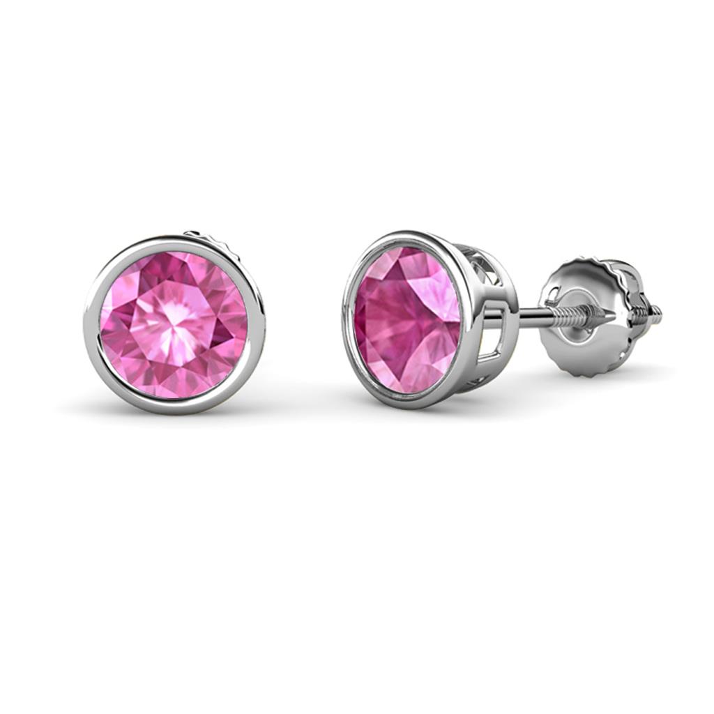 Carys Lab Created Pink Sapphire (5mm) Solitaire Stud Earrings 