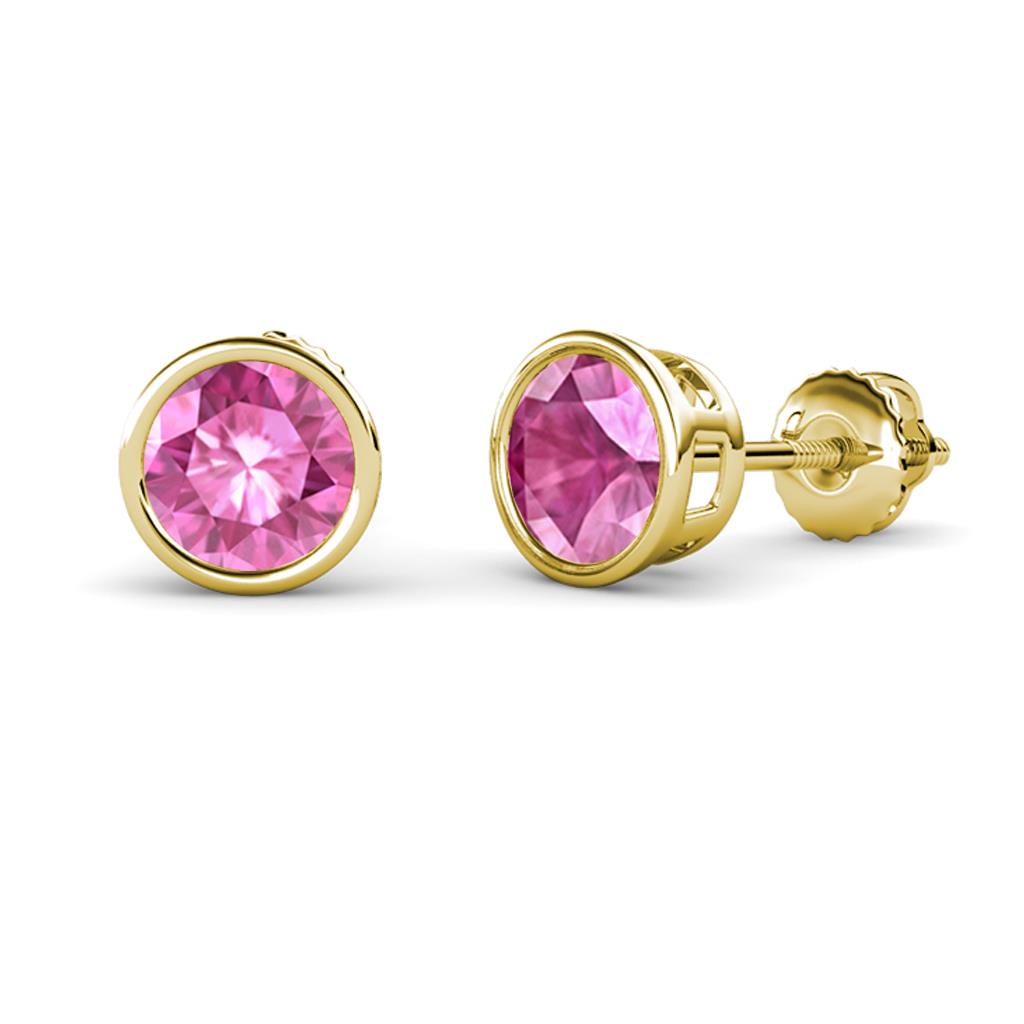 Carys Lab Created Pink Sapphire (5mm) Solitaire Stud Earrings 