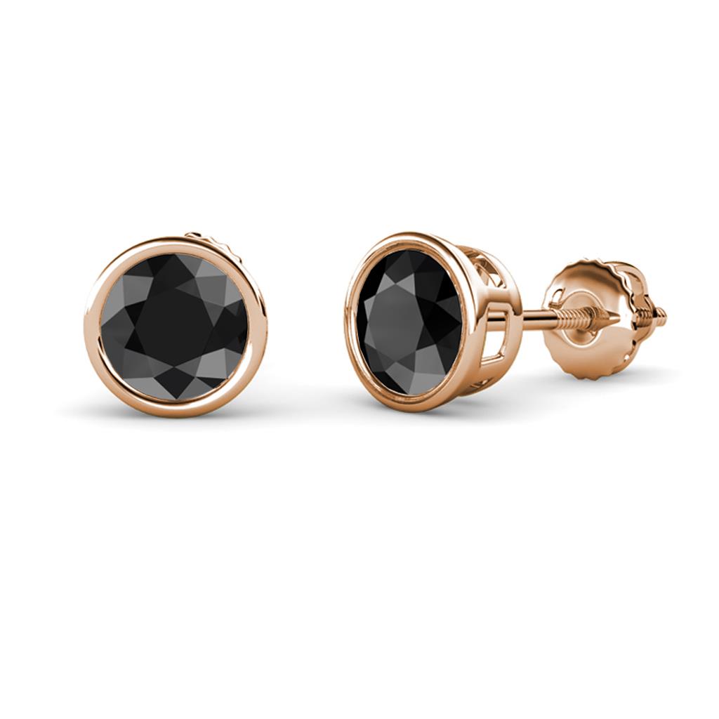 Carys Black Diamond (5mm) Solitaire Stud Earrings 