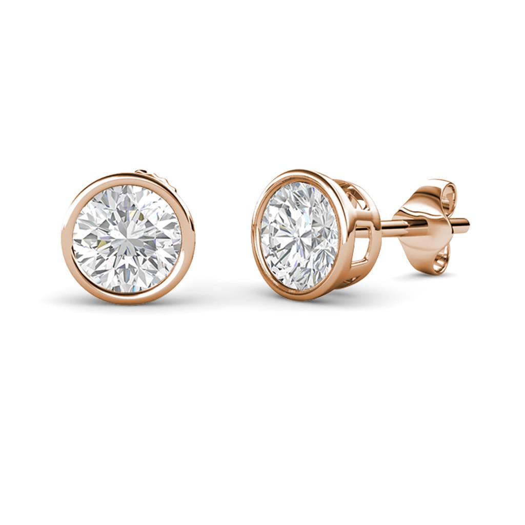 Carys White Sapphire (5mm) Solitaire Stud Earrings 
