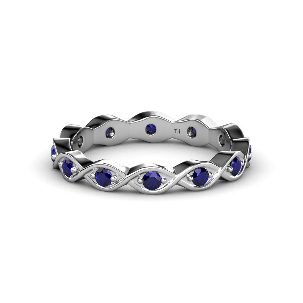 Breanna Blue Sapphire Eternity Band Blue Sapphire Twisted Womens Eternity Ring Stackable ctw K White Gold