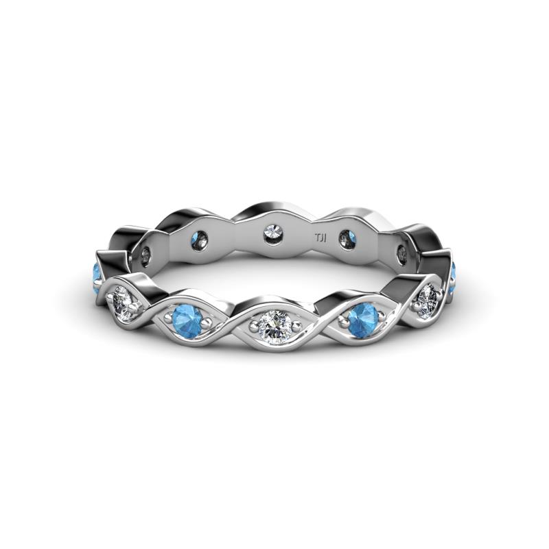 Breanna 2.20 mm Blue Topaz and Diamond Eternity Band 