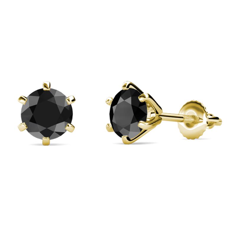 Kenna Black Diamond (6mm) Martini Solitaire Stud Earrings 