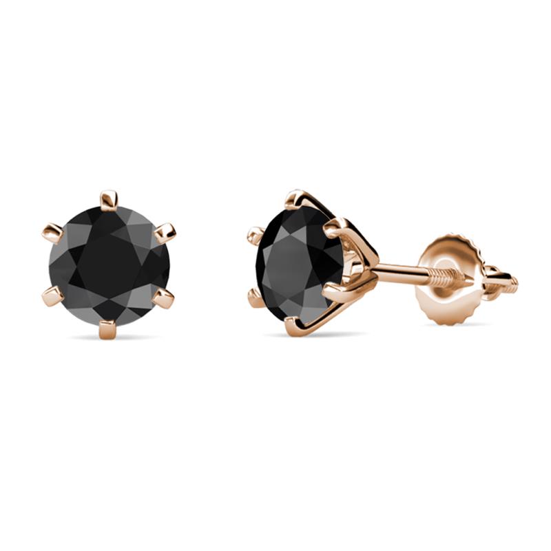 Kenna Black Diamond (6mm) Martini Solitaire Stud Earrings 