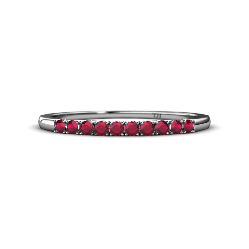Emlynn 2.00 mm Ruby 10 Stone Wedding Band 