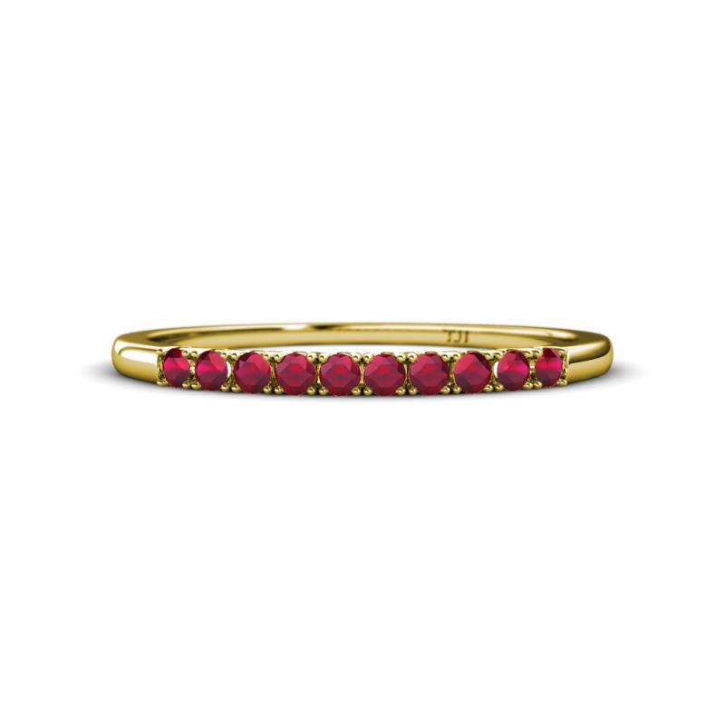 Emlynn 2.00 mm Ruby 10 Stone Wedding Band 