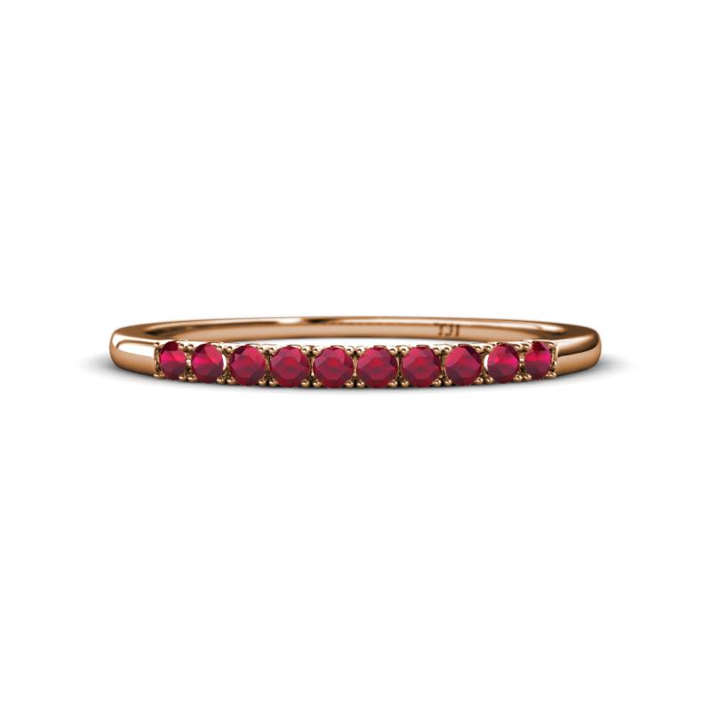 Emlynn 2.00 mm Ruby 10 Stone Wedding Band 