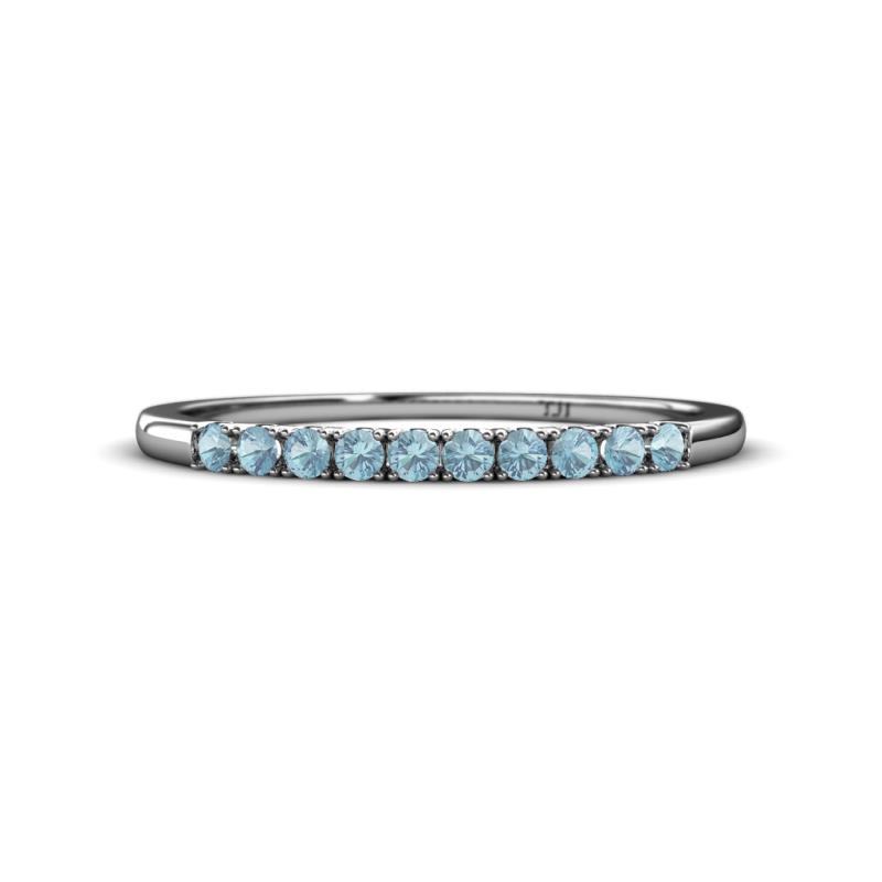 Emlynn 2.00 mm Aquamarine 10 Stone Wedding Band 