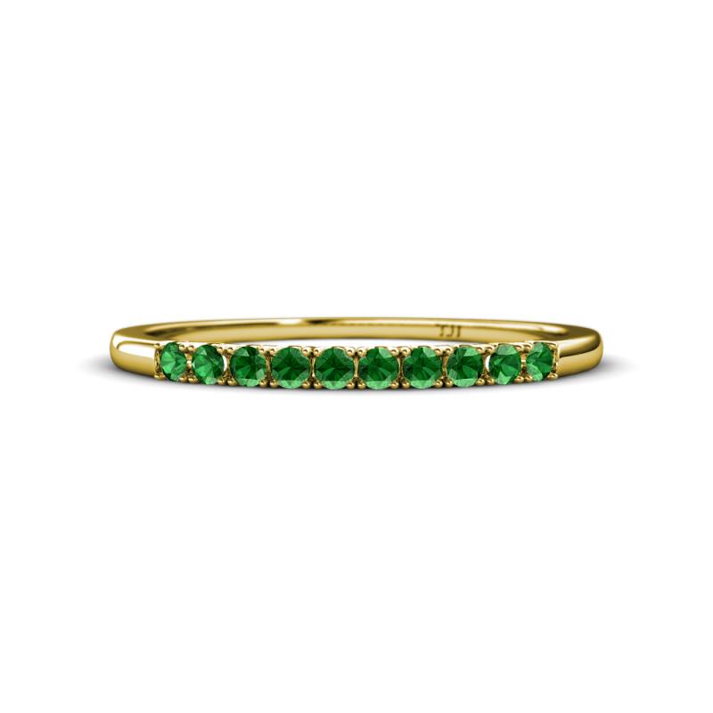 Emlynn 2.00 mm Green Garnet 10 Stone Wedding Band 