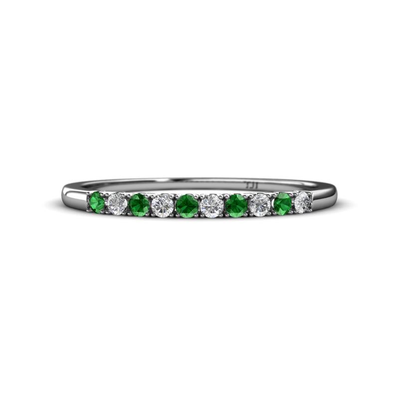 Emlynn 2.00 mm Green Garnet and Diamond 10 Stone Wedding Band 