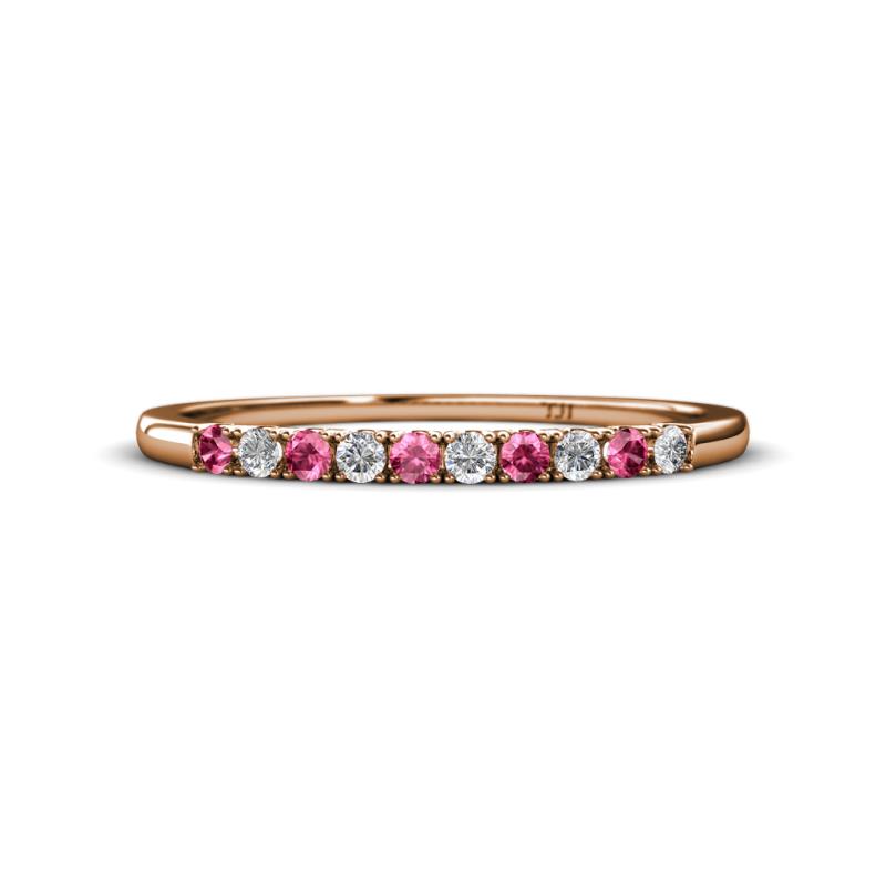 Emlynn 2.00 mm Pink Tourmaline and Diamond 10 Stone Wedding Band 