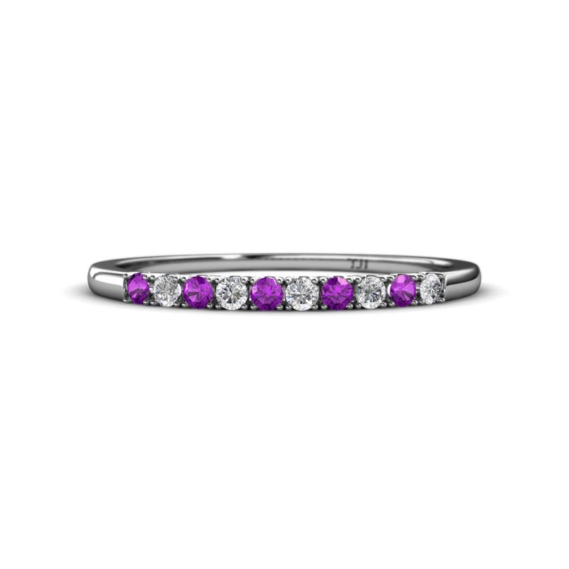 Emlynn 2.00 mm Amethyst and Diamond 10 Stone Wedding Band 