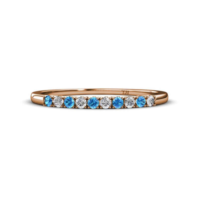 Emlynn 2.00 mm Blue Topaz and Diamond 10 Stone Wedding Band 