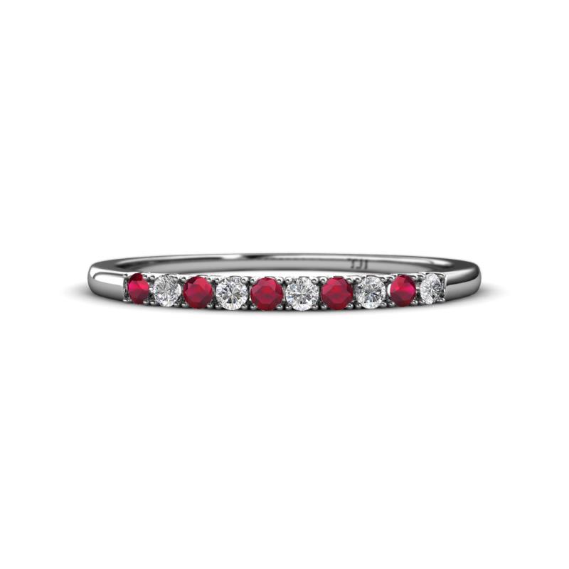 Emlynn 2.00 mm Ruby and Diamond 10 Stone Wedding Band 