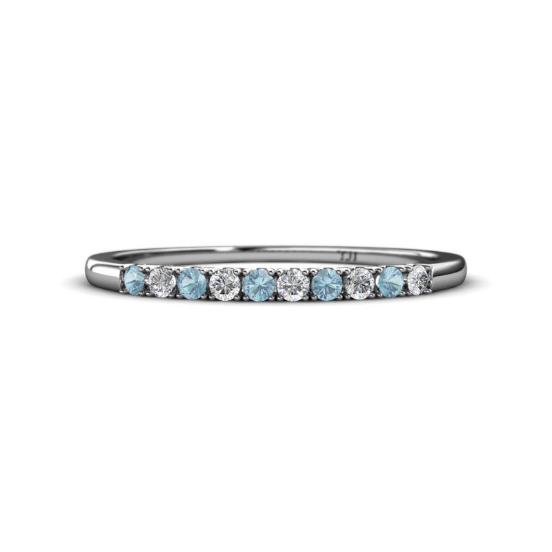 Emlynn 2.00 mm Aquamarine and Diamond 10 Stone Wedding Band 