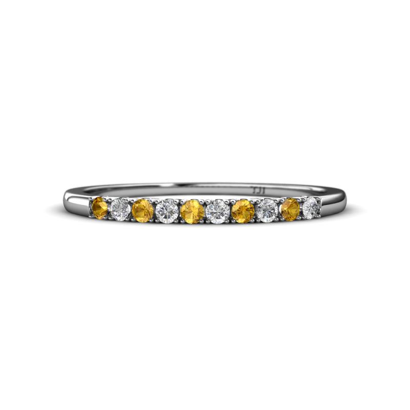 Emlynn 2.00 mm Citrine and Diamond 10 Stone Wedding Band 
