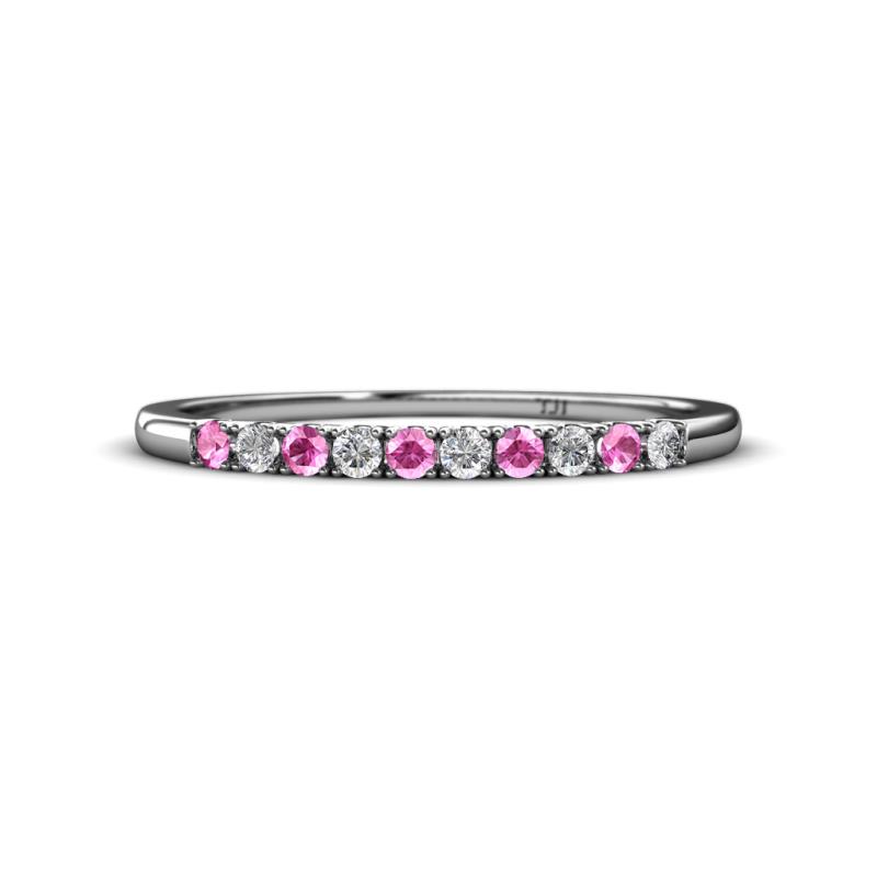 Emlynn 2.00 mm Pink Sapphire and Diamond 10 Stone Wedding Band 