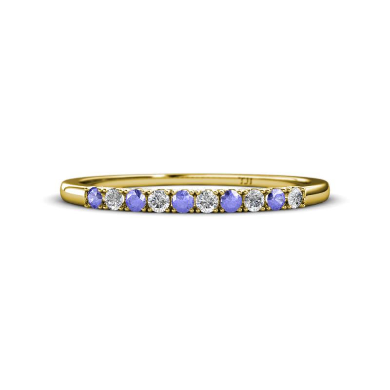 Emlynn 2.00 mm Tanzanite and Diamond 10 Stone Wedding Band 
