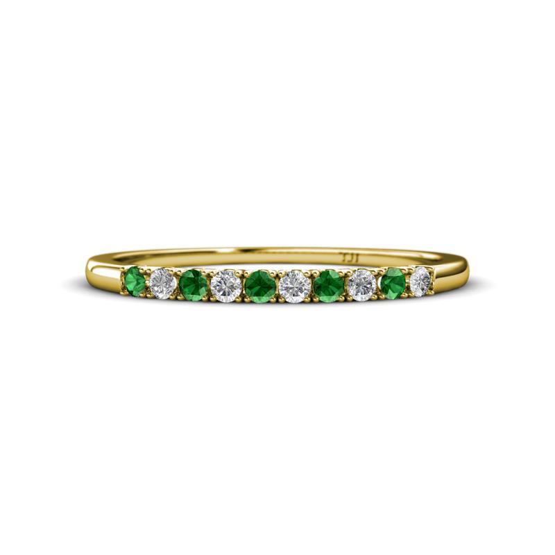 Emlynn 2.00 mm Green Garnet and Diamond 10 Stone Wedding Band 