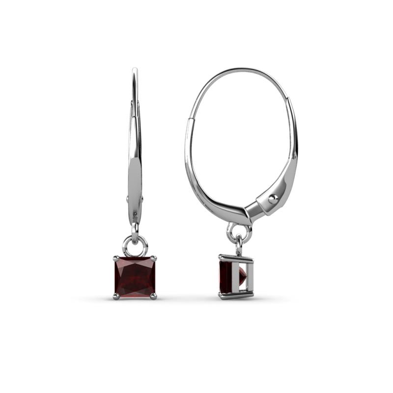 Qiana Red Garnet (4mm) Solitaire Dangling Earrings 