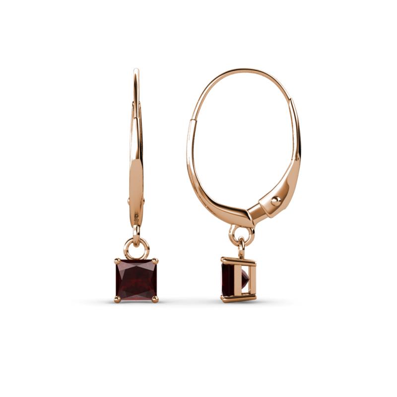 Qiana Red Garnet (4mm) Solitaire Dangling Earrings 
