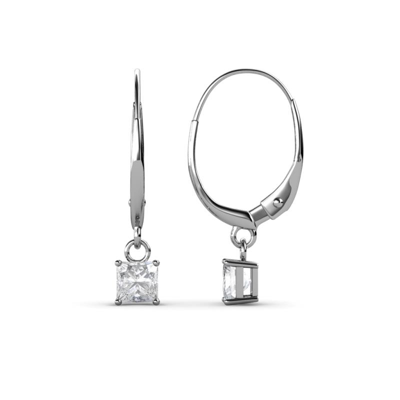 Qiana White Sapphire (4mm) Solitaire Dangling Earrings 