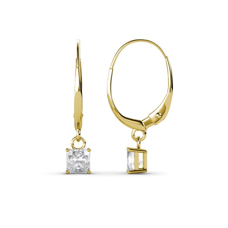 Qiana White Sapphire (4mm) Solitaire Dangling Earrings 