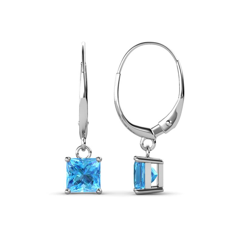 Qiana Blue Topaz (5.5mm) Solitaire Dangling Earrings 