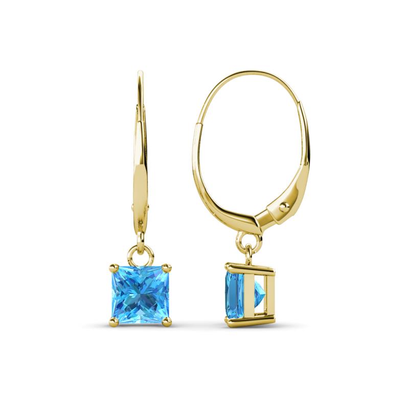 Qiana Blue Topaz (5.5mm) Solitaire Dangling Earrings 