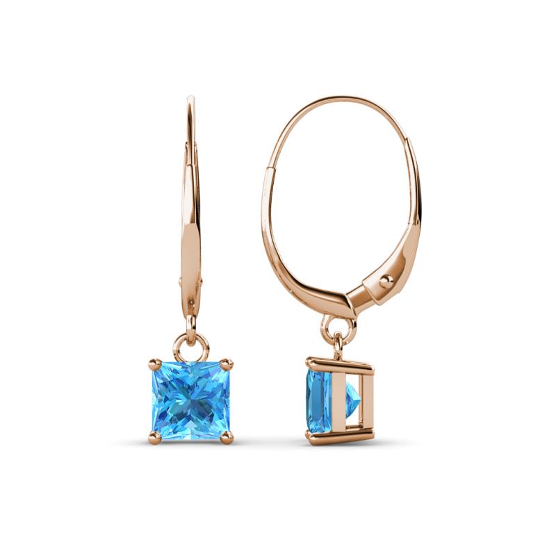 Qiana Blue Topaz (5.5mm) Solitaire Dangling Earrings 