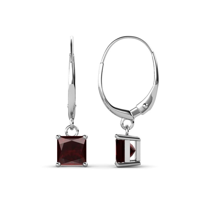 Qiana Red Garnet (5.5mm) Solitaire Dangling Earrings 
