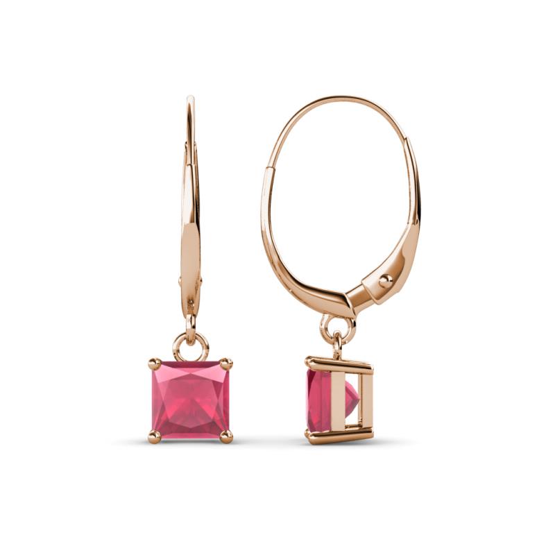 Qiana Rhodolite Garnet (5.5mm) Solitaire Dangling Earrings 