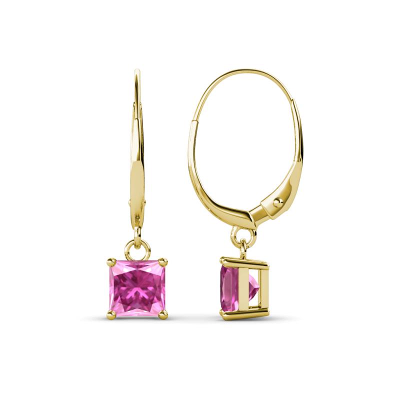 Qiana Lab Created Pink Sapphire (5.5mm) Solitaire Dangling Earrings 