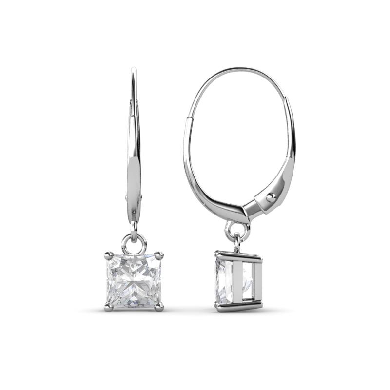 Qiana White Sapphire (5.5mm) Solitaire Dangling Earrings 
