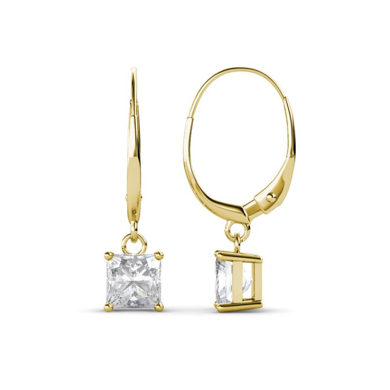 Qiana White Sapphire (5.5mm) Solitaire Dangling Earrings 