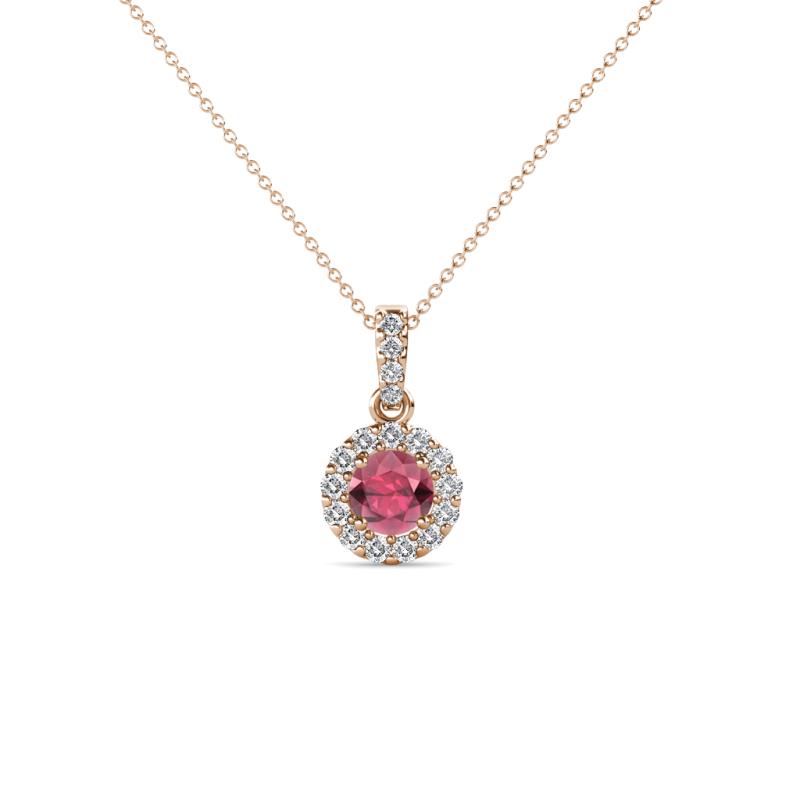 Azaria Rhodolite Garnet and Diamond Halo Pendant 
