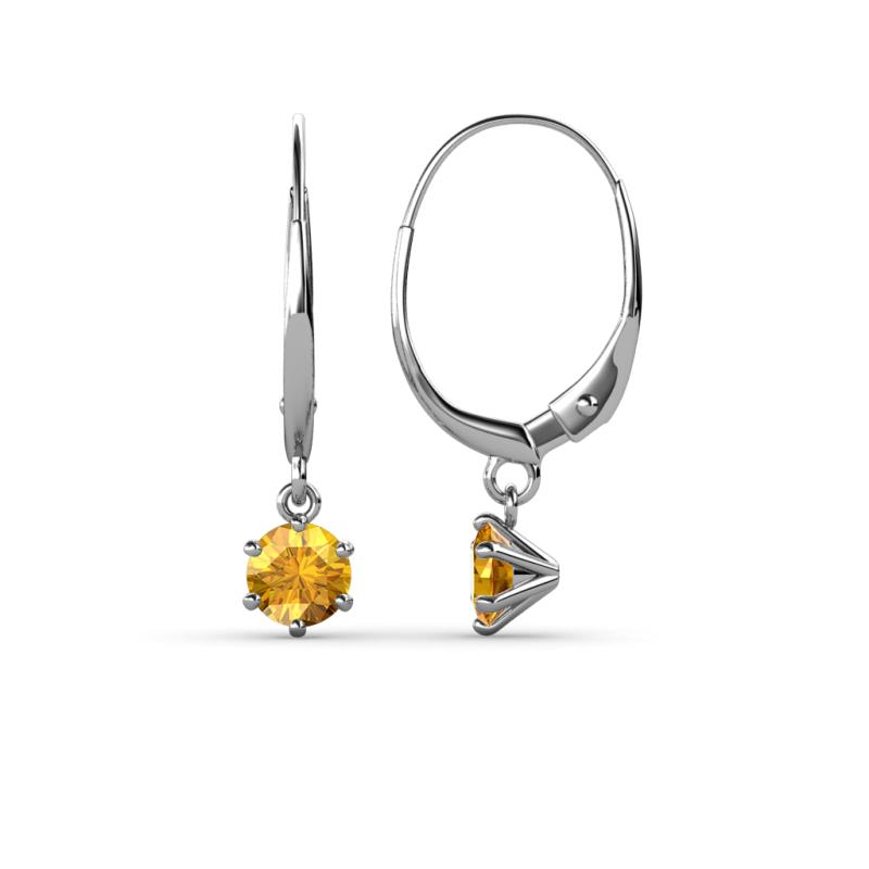Calla Citrine (4mm) Solitaire Dangling Earrings 