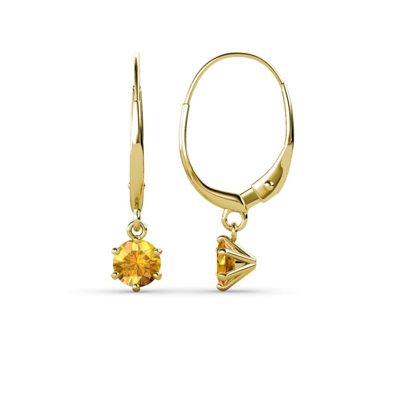 Calla Citrine (4mm) Solitaire Dangling Earrings 
